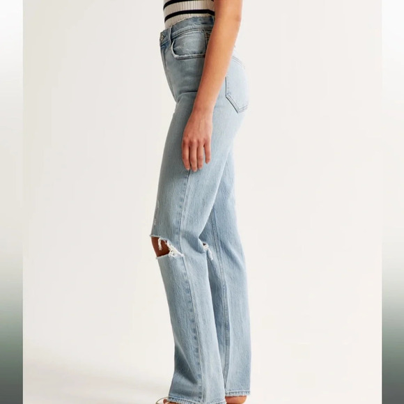 Abercrombie The 90s Straight Ultra High Rise Curve Love Jeans Destroyed Knees 26 - Picture 5 of 10